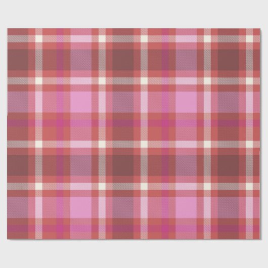 Kariertes Tartan Modernes Weihnachtsrosa, Lachs Geschenkpapier (Flach)