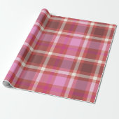 Kariertes Tartan Modernes Weihnachtsrosa, Lachs Geschenkpapier (Ungerollt)