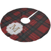 Kariertes Tartan Monogram Ursprünglicher Baumrock Polyester Weihnachtsbaumdecke (Schrägansicht)