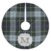 Kariertes Tartan Monogram Ursprünglicher Baumrock Polyester Weihnachtsbaumdecke (Vorderseite)