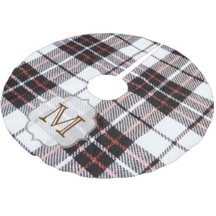 Kariertes Tartan Monogram Ursprünglicher Baumrock Polyester Weihnachtsbaumdecke