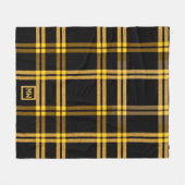 Kariertes Tartan-Monogramm aus Schwarz und Gold Fleecedecke (Vorderseite (Horizontal))