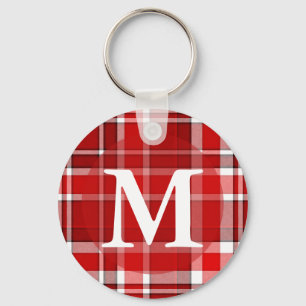 Kariertes Tartan Monogramm Schlüsselanhänger