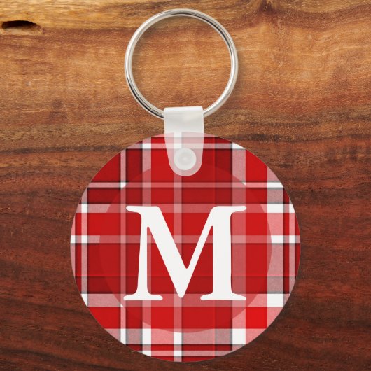 Kariertes Tartan Monogramm Schlüsselanhänger (Vorderseite)