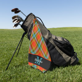 Kariertes Tartan-Muster, Anfangsmonogramm Golfhandtuch