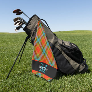 Kariertes Tartan-Muster, Anfangsmonogramm Golfhandtuch