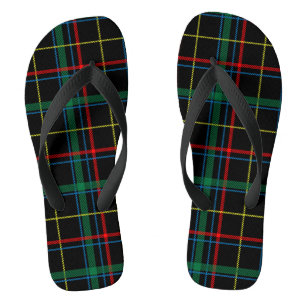 Kariertes Tartan-Muster, grün und rot, Badesandalen