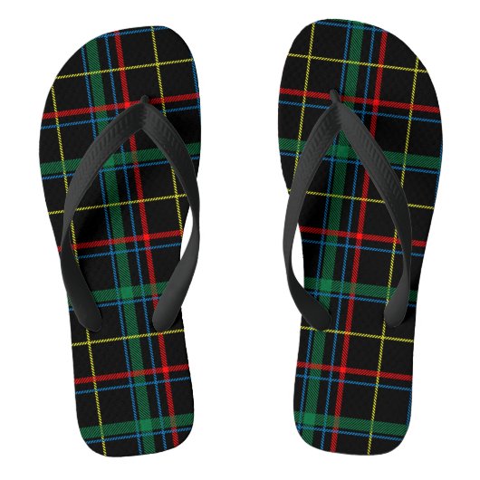 Kariertes Tartan-Muster, grün und rot, Badesandalen (Fußbett)