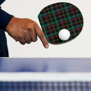 Kariertes Tartan-Muster, grün und rot, Tischtennis Schläger