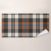 Kariertes Tartan-Muster Herbst in Schwarz, Orange, Badehandtuch (Badehandtuch)