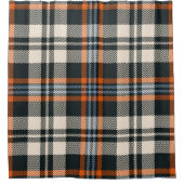 Kariertes Tartan-Muster Herbst in Schwarz, Orange, Duschvorhang (Vorderseite)
