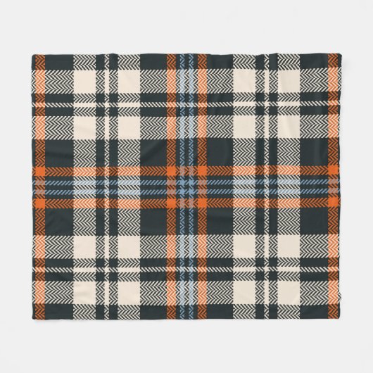 Kariertes Tartan-Muster Herbst in Schwarz, Orange, Fleecedecke (Vorderseite (Horizontal))