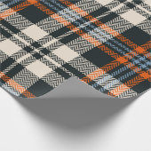 Kariertes Tartan-Muster Herbst in Schwarz, Orange, Geschenkpapier (Ecke)