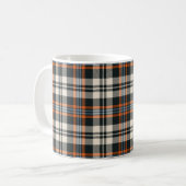 Kariertes Tartan-Muster Herbst in Schwarz, Orange, Kaffeetasse (Vorderseite Links)