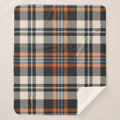Kariertes Tartan-Muster Herbst in Schwarz, Orange, Sherpadecke (Vorderseite)