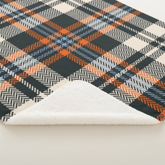 Kariertes Tartan-Muster Herbst in Schwarz, Orange, Sherpadecke (3/4)
