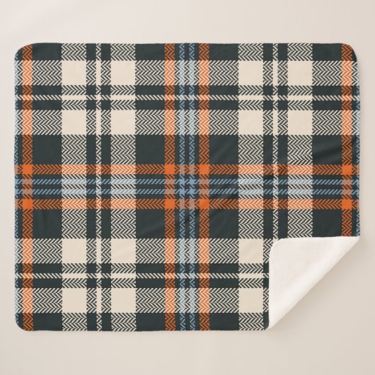Kariertes Tartan-Muster Herbst in Schwarz, Orange, Sherpadecke (Vorderseite (Horizontal))