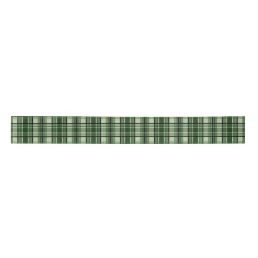 Kariertes Tartan-Muster in Grün und Schwarz Satinband (Vorderseite)