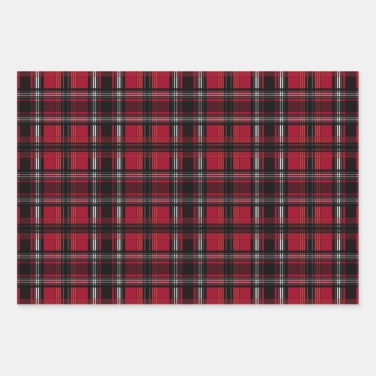 Kariertes Tartan-Muster in Rot und Schwarz Geschenkpapier Set (Vorderseite 3)