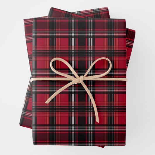 Kariertes Tartan-Muster in Rot und Schwarz Geschenkpapier Set (Beispiel)