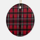 Kariertes Tartan-Muster in Rot und Schwarz Keramik Ornament (Links)