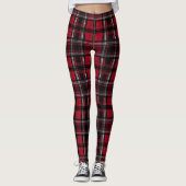 Kariertes Tartan-Muster in Rot und Schwarz Leggings (Vorderseite)