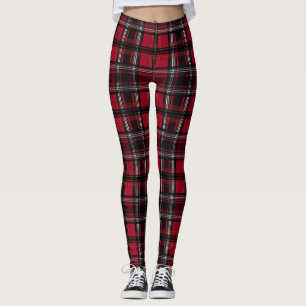 Kariertes Tartan-Muster in Rot und Schwarz Leggings