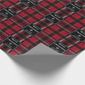Kariertes Tartan-Muster in Rot und Schwarz mit Tex Geschenkpapier (Ecke)