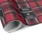 Kariertes Tartan-Muster in Rot und Schwarz mit Tex Geschenkpapier (Rolleneckpunkt)