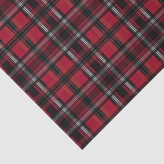 Kariertes Tartan-Muster in Rot und Schwarz Seidenpapier (Ausschnitt)