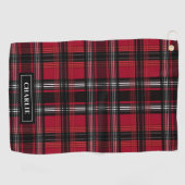 Kariertes Tartan-Muster in Rot und Schwarz und Ind Golfhandtuch (Horizontal)
