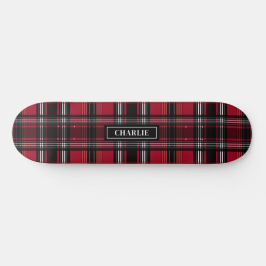 Kariertes Tartan-Muster in Rot und Schwarz und Ind Skateboard (Horizontal)