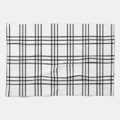 Kariertes Tartan-Muster in Schwarz und Weiß Geschirrtuch (Horizontal)