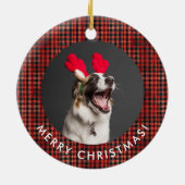 Kariertes Tartan-Muster Monogram Keramik Ornament (Hinten)