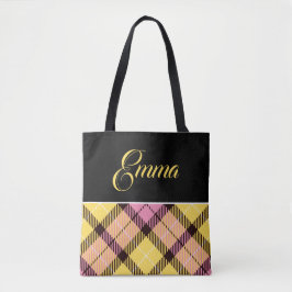 Kariertes Tartan, Personalisierter Name Tasche