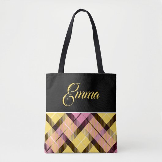 Kariertes Tartan, Personalisierter Name Tasche (Vorderseite)