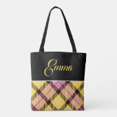 Kariertes Tartan, Personalisierter Name Tasche (Rückseite)