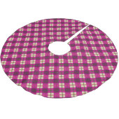 Kariertes Tartan Rosa Lila geprüft Polyester Weihnachtsbaumdecke (Schrägansicht)