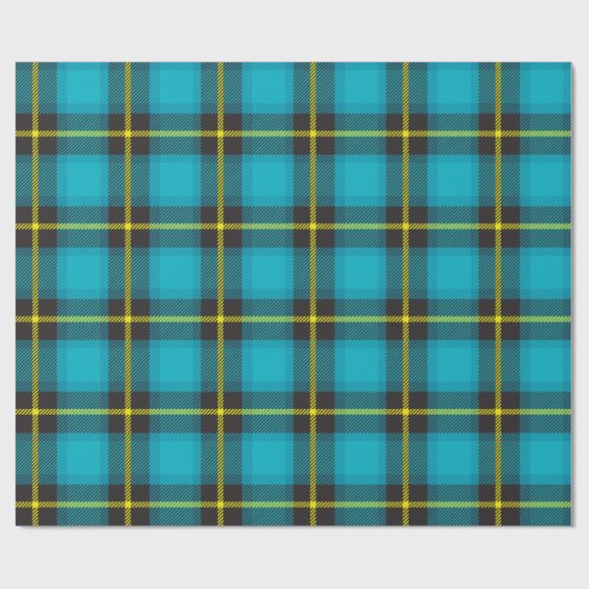 Kariertes Tartan schottisches Muster Blau-Gelb-Sch Geschenkpapier (Flach)