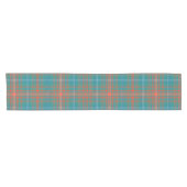 Kariertes Tartan Türkis Orange Kurzer Tischläufer (Horizontal)