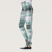 Kariertes Tartgrün mit Monogramm Leggings (Links)