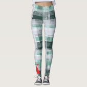 Kariertes Tartgrün mit Monogramm Leggings (Vorderseite)