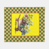 Kariertes und blumengeschmücktes Vlies Fleecedecke (Vorderseite (Horizontal))