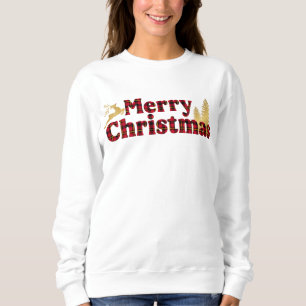 Kariertes und goldenes Design "Frohe Weihnachten" Sweatshirt