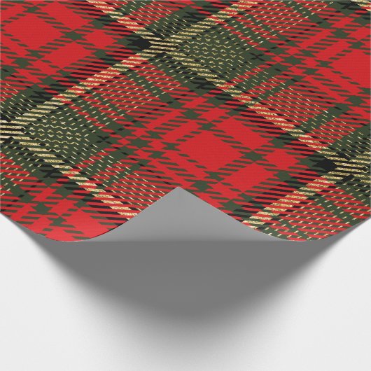 Kariertes Urlaubspapier mit rotem und grünem Tarta Geschenkpapier (Ecke)