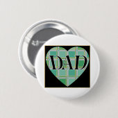 Kariertes Vater-Herz Button (Vorne & Hinten)