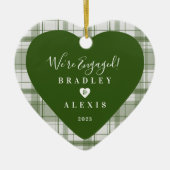 Kariertes Verlobtes grünes Foto Keramik Ornament (Vorne)