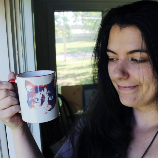 Kariertes Vintages Kätzchen Tasse