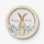 Kariertes Wasserfarben Blumenreath Frost Ostern Pappteller (Vorderseite)