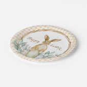 Kariertes Wasserfarben Blumenreath Frost Ostern Pappteller (Schrägansicht)